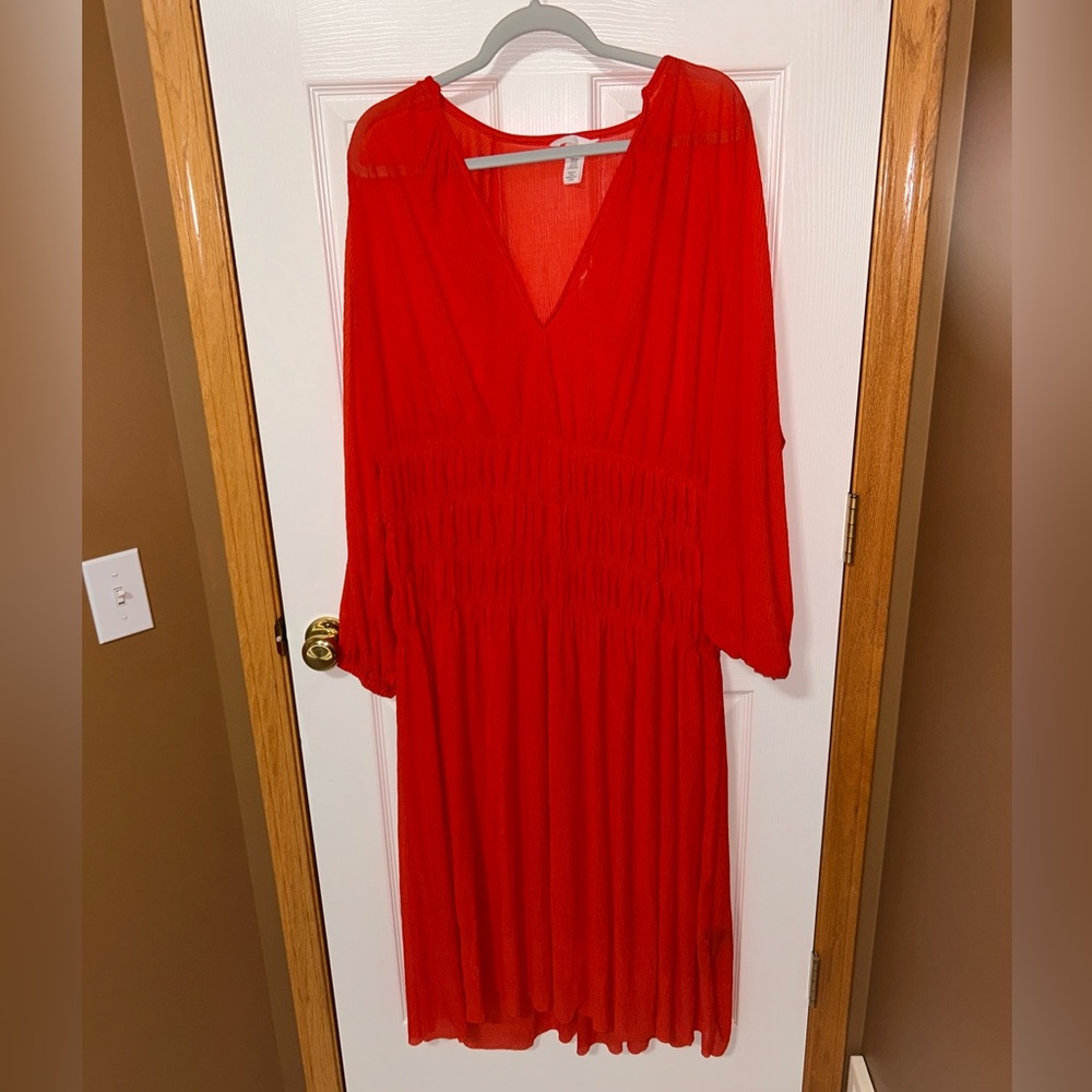 H&M Vibrant Red Long Sleeve Dress